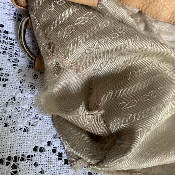 Vintage Y2K PRADA Moon Tan Leather Crescent Shoulder Bag - Picture 11 of 16